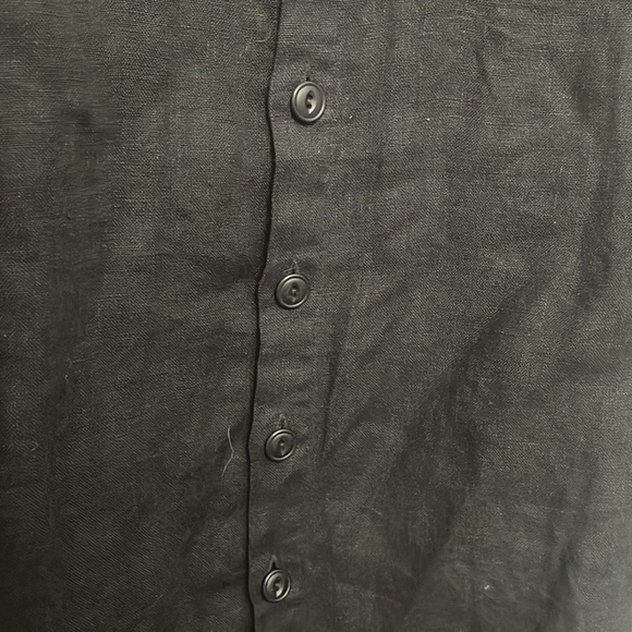 Flax Black Button Up 100% Linen Tunic Long Sleeve Top Blouse Size Medium - Picture 5 of 6